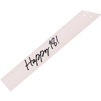 Sciarpa Happy 18 crema con stampa nera e nastro in velluto nero | BelleFete.ch