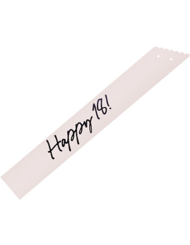 Sciarpa Happy 18 crema con stampa nera e nastro in velluto nero | BelleFete.ch