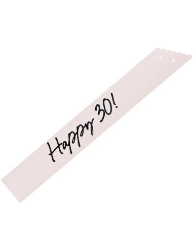 Sciarpa Happy 30 crema con stampa nera e nastro in velluto nero | BelleFete.ch