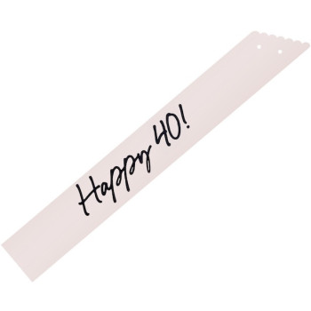 Sciarpa Happy 40 crema con stampa nera e nastro in velluto nero | BelleFete.ch