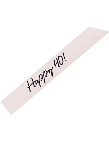Cream Happy 40 Schal mit schwarzem Aufdruck und schwarzem Samtband | BelleFete.ch