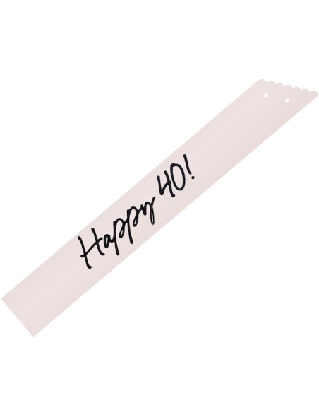 Cream Happy 40 Schal mit schwarzem Aufdruck und schwarzem Samtband | BelleFete.ch