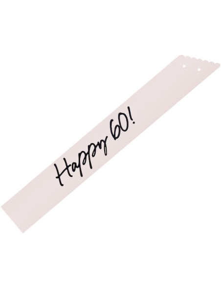 Sciarpa Happy 60 crema con stampa nera e nastro in velluto nero | BelleFete.ch