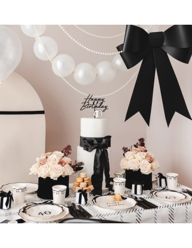 Assiettes Hello 40 | Assiettes anniversaire 40 ans Crème & Noir | BelleFete.ch