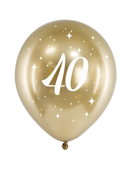 Ballons effet miroir Or 40 ans 30 cm | Décoration anniversaire | BelleFete.ch