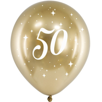 Ballons effet miroir Or 50 ans 30 cm | Décoration anniversaire | BelleFete.ch