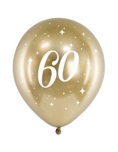 Luftballons Spiegeloptik Gold 60 Jahre 30 cm | Geburtstagsdekoration | BelleFete.ch