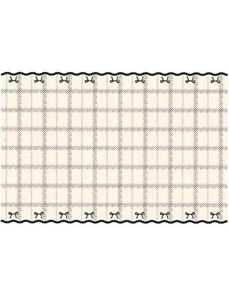 Nappe crème et noir avec nœuds et motif à carreaux – décoration de table élégante | BelleFete.ch