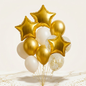 Bouquet de Ballons Dorés et Blancs | Décoration fête | BelleFete.ch 2