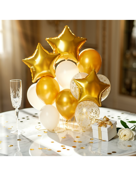 Bouquet di palloncini dorati con 12 palloncini | Decorazione per feste