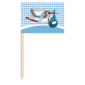 Décorations à cupcakes "Cigogne bleu" - Bellefete.ch - Suisse - Baby Shower