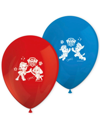 Ballons Pat' Patrouille Disney rouges et bleus (lot de 8) | BelleFete.ch