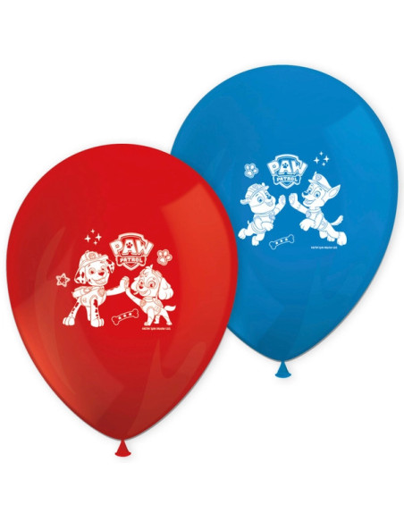 Ballons Pat' Patrouille Disney rouges et bleus (lot de 8) | BelleFete.ch