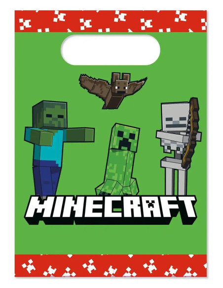 Minecraft Geschenktüten aus Papier mit Griff (4 Stk.) | BelleFete.ch