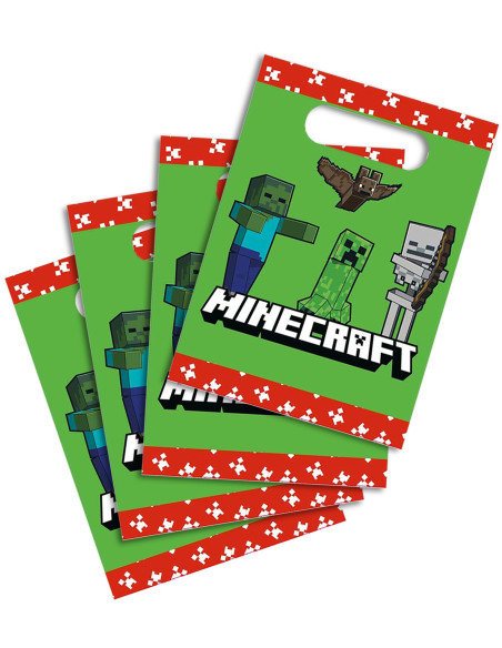 Minecraft Geschenktüten aus Papier mit Griff (4 Stk.) | BelleFete.ch