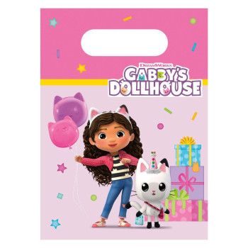 Sacchetti regalo di carta a tema casa delle bambole di Gabby (4 pezzi) | BelleFete.ch