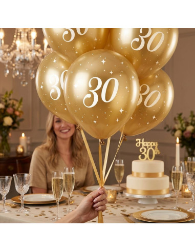 Goldene Luftballons zum 30. Geburtstag – 6er-Set