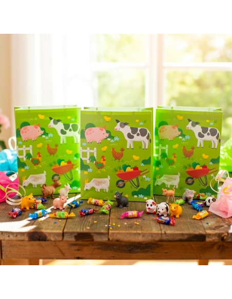 Sacchetti regalo a tema animali della fattoria | Festa per bambini | BelleFete.ch