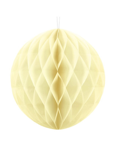 Boule de Papier Crème Paille 20 cm - Déco Suspendue
