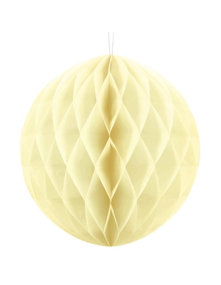 Boule de Papier Crème Paille 20 cm - Déco Suspendue
