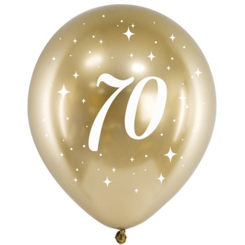 6 Ballons Effet Miroir 70 Ans Or - Déco Anniversaire (30 cm)