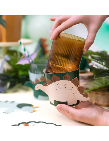 6 Manchons pour Gobelets Dinosaure - Déco Anniversaire Enfant