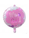 Ballon cigogne rose c'est une fille pour baby shower fille