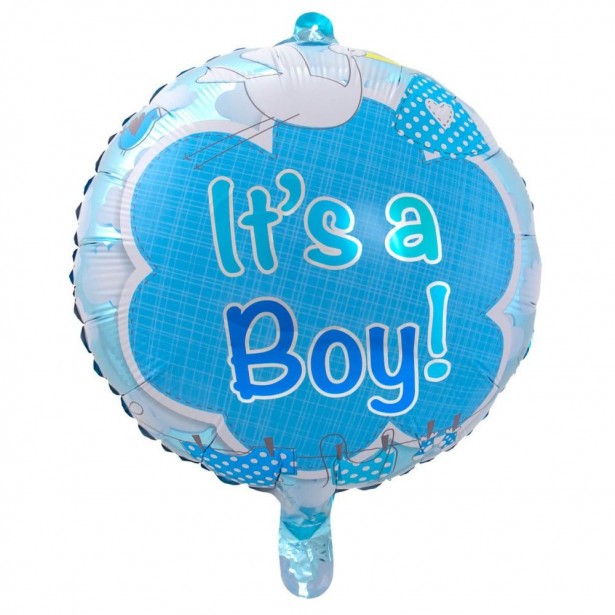 Palloncino cicogna blu è un maschietto per il baby shower
