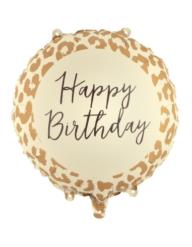 Ballon Aluminium Happy Birthday Léopard 35 cm - Déco Fête