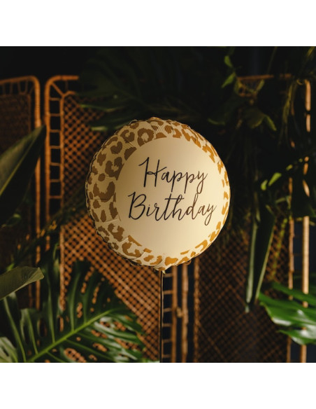 Ballon Aluminium Happy Birthday Léopard 35 cm - Déco Fête