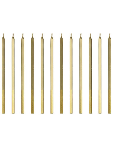 12 Candele di Compleanno Dorate 14 cm - Decorazione Torta
