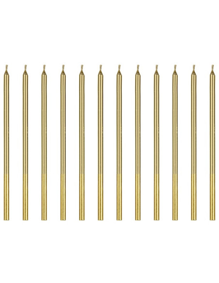 12 Goldene Geburtstagskerzen 14 cm - Kuchendekoration