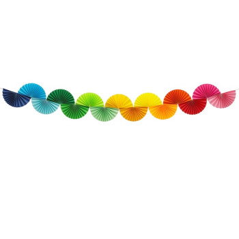 Ghirlanda di Carta Ventagli Arcobaleno 2,5 m - Decorazione Festa