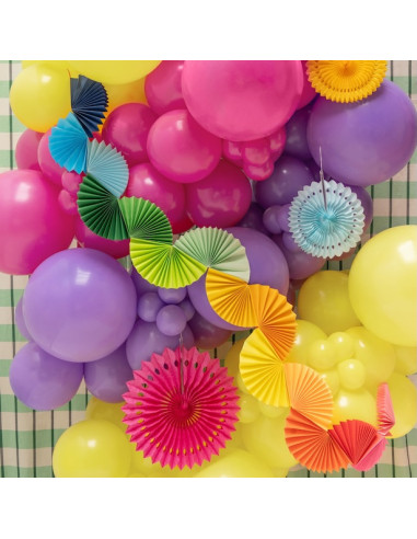 Guirlande Papier Éventails Arc-en-Ciel 2,5 m - Déco Fête