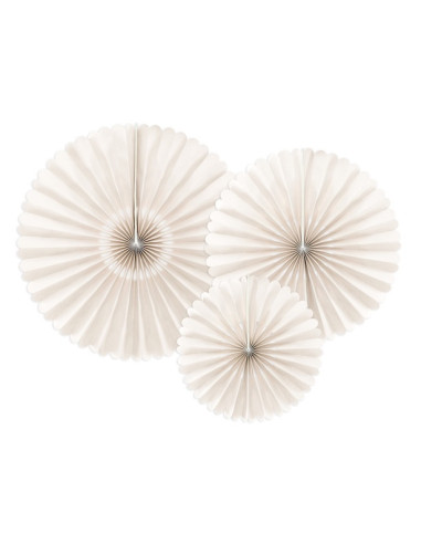 Lot de 3 Rosettes Décoratives en Papier Beige - Déco Murale