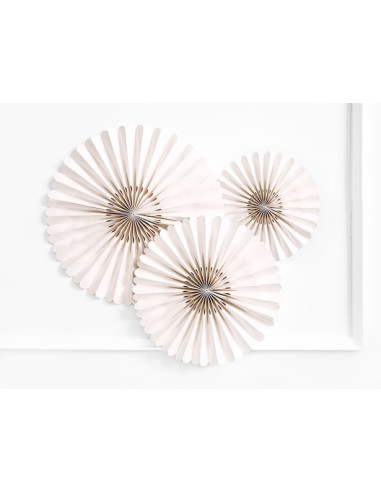 Lot de 3 Rosettes Décoratives en Papier Beige - Déco Murale