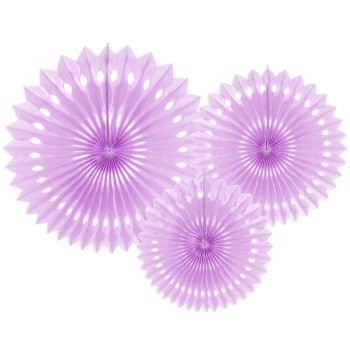 Trio de Rosettes en Papier Lavande 20-30 cm - Décoration Murale