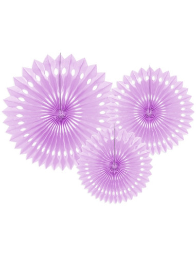 Trio de Rosettes en Papier Lavande 20-30 cm - Décoration Murale