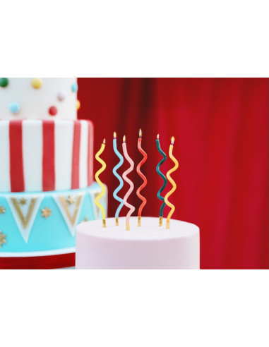 Lot de 12 Bougies d'Anniversaire Spirales Arc-en-ciel 14 cm