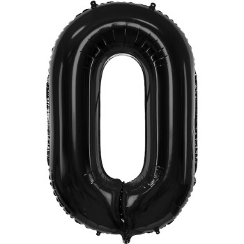 Palloncino Numero 0 Nero 86 cm - Decorazione per Compleanno e Festa