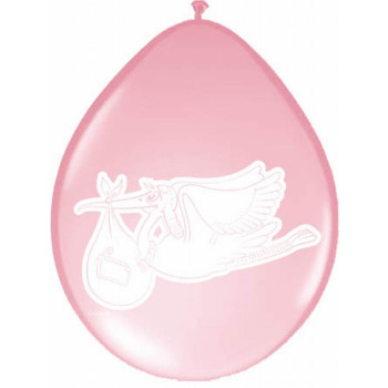 Luftballons aus Latex "Rosa Storch" - Partydekoration Baby Shower - Bellefete.ch - Schweiz