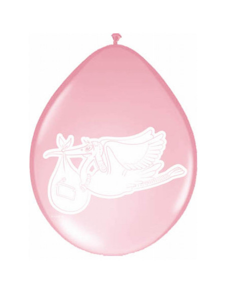 Ballons en latex "Cigogne Rose" - Déco de fête Baby Shower - Bellefete.ch - Suisse