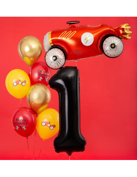 Ballon Chiffre 1 Noir 86 cm - Décoration Anniversaire & Fête