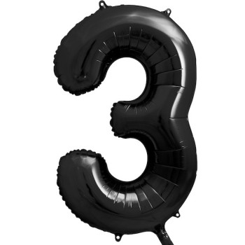 Ballon Chiffre 3 Noir 86 cm - Décoration Anniversaire & Fête