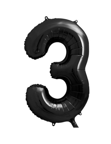 Ballon Chiffre 3 Noir 86 cm - Décoration Anniversaire & Fête