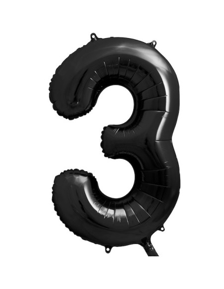 Schwarzer Zahlenballon 3, 86 cm - Dekoration für Geburtstag & Party