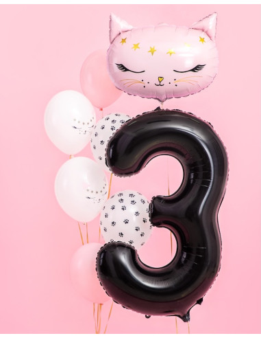 Schwarzer Zahlenballon 3, 86 cm - Dekoration für Geburtstag & Party