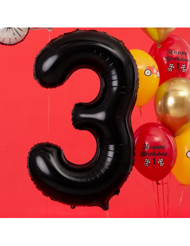 Ballon Chiffre 3 Noir 86 cm - Décoration Anniversaire & Fête
