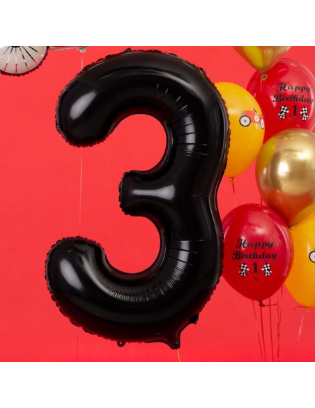 Palloncino Numero 3 Nero 86 cm - Decorazione per Compleanni e Feste