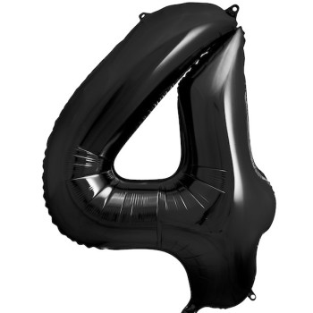 Palloncino Numero 4 Nero 86 cm - Decorazione per Compleanno e Festa